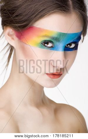 studio portrait of a  Beautiful fantasy eye face-art close-up