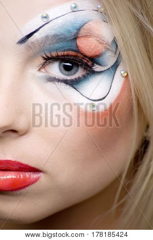 studio portrait of a  Beautiful fantasy eye face-art close-up