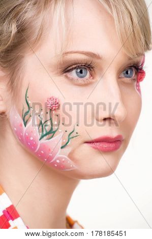 studio portrait of a  Beautiful fantasy eye face-art close-up