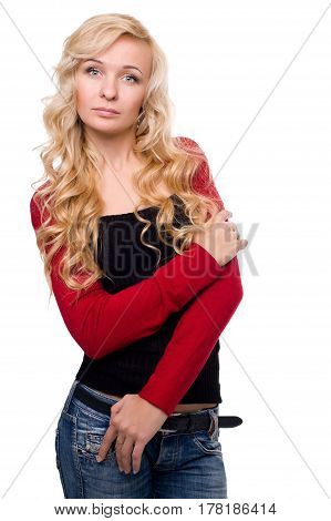 Young pretty woman with beautiful blond hairs