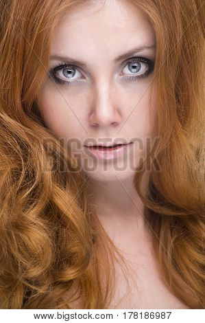 close up portrait of pretty redhead girl