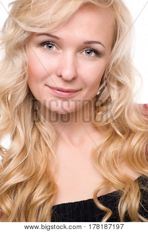 Close-up of a beautiful woman with blond hair