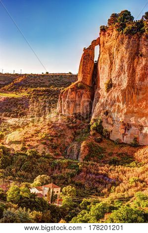 Ronda, Spain, a landscape with the Tajo Gorge.