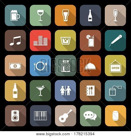 Bar flat icons with long shadow, stock vector