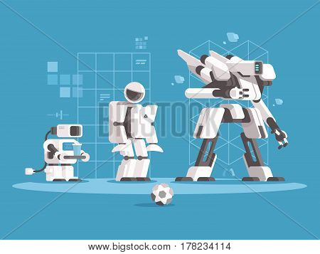Evolution of robotics. Set robots of various generations. Vector illustration