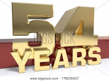 Golden digit fifty four and the word of the year. 3D illustration