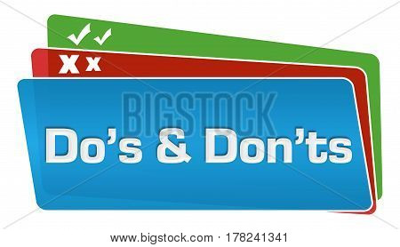 Dos and donts text written over red green blue background.