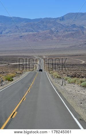 USA - july 11 2016 : Death Valley National Park the picturesque road road to Bakersfield