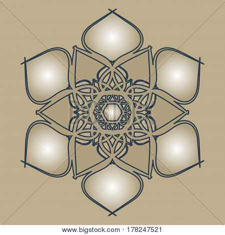 Flourish tiled floral geometric seamless pattern. Abstract oriental background. Wonderland ornament motives of the paintings of arabic mandala. Aribic fabric pattern.