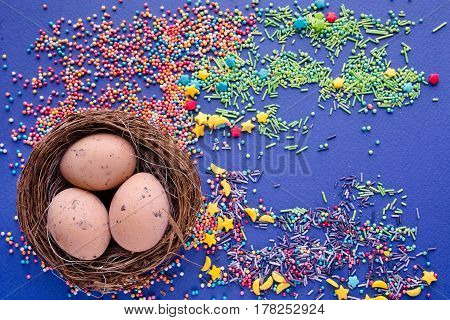 Sweet Colorful Confectionery Sprinkling Texture With Yellow Stars- Sugar Sprinkle Dots, Decoration F