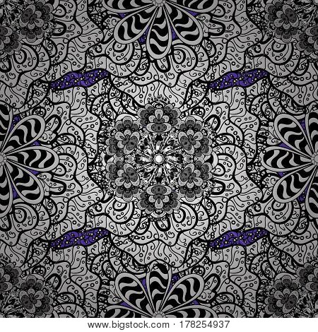 Vector illustration. Gray floral ornament in baroque style. Antique gray repeatable sketch. Damask ornamental pattern repeating background. Vintage gray elements.