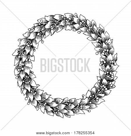 Laurel wreath. Hand drawn sketch on a white