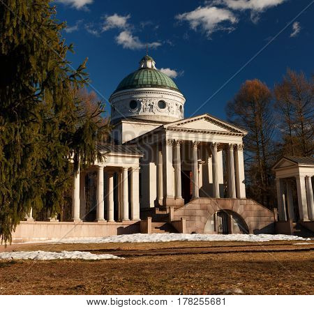 Manor Arkhangelskoe. Temple-tomb Colonnade . Spring In The Park.