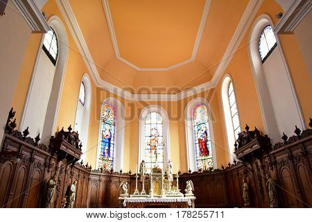 Eguisheim France - july 23 2016 : the saint Pierre saint Paul church