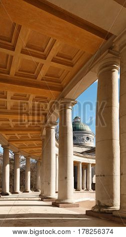 Manor Arkhangelskoe. Temple-tomb Colonnade . Spring In The Park.