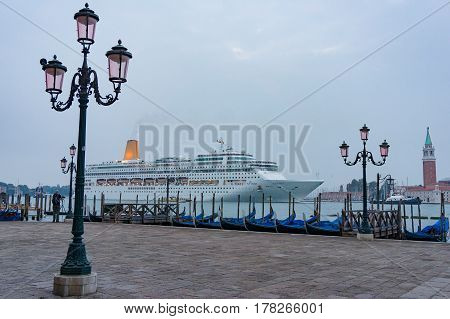 Large Cruise Liner Oriana At Venice Bay