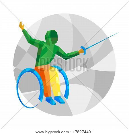 Physically Disabled Fencer With Abstract Patterns.