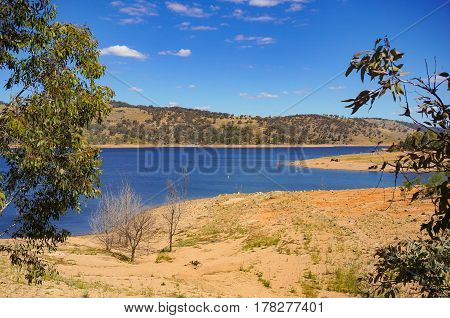 Beautiful Australian Landscape With Lake On Sunny Day