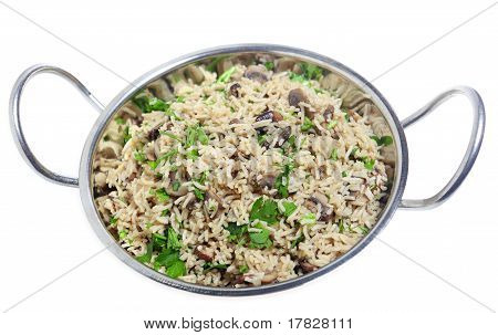 Fungo Pilau nella ciotola Kadai
