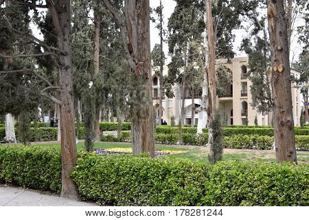 Fin, Kashan, Esfahan, Iran, March 23, 2017, is a historical Persian garden. It contains Kashan's Fin Bath, where Amir Kabir, the Qajarid chancellor, was murdered by an assassin sent by King Nasereddin Shah in 1852.