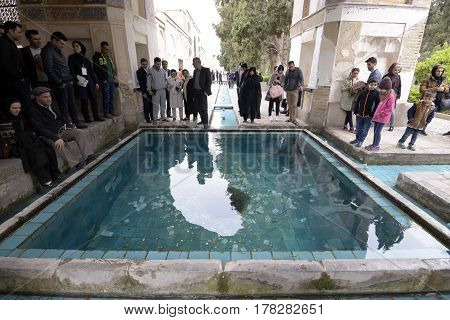 Fin, Kashan, Esfahan, Iran, March 23, 2017, is a historical Persian garden. It contains Kashan's Fin Bath, where Amir Kabir, the Qajarid chancellor, was murdered by an assassin sent by King Nasereddin Shah in 1852.