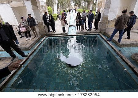 Fin, Kashan, Esfahan, Iran, March 23, 2017, is a historical Persian garden. It contains Kashan's Fin Bath, where Amir Kabir, the Qajarid chancellor, was murdered by an assassin sent by King Nasereddin Shah in 1852.