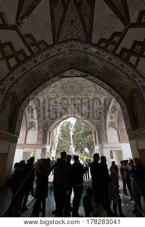 Fin, Kashan, Esfahan, Iran, March 23, 2017, is a historical Persian garden. It contains Kashan's Fin Bath, where Amir Kabir, the Qajarid chancellor, was murdered by an assassin sent by King Nasereddin Shah in 1852.