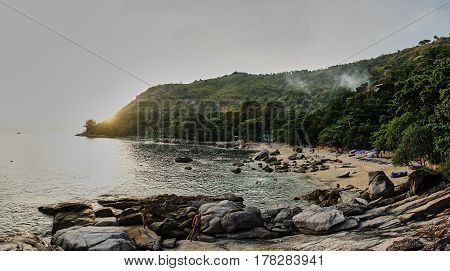 Panoramic view of sunset on The Phuket island