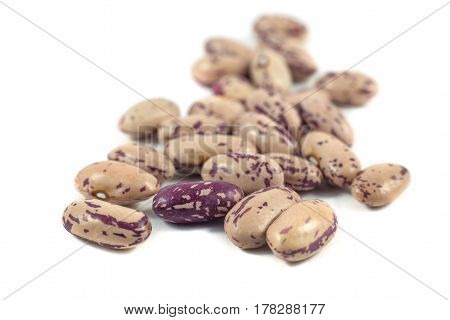 colorful beans isolated on white background, food.