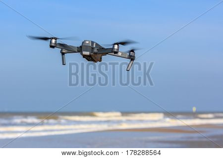 Kijkduin the Netherlands - March 24 2017: low flying drone UAV