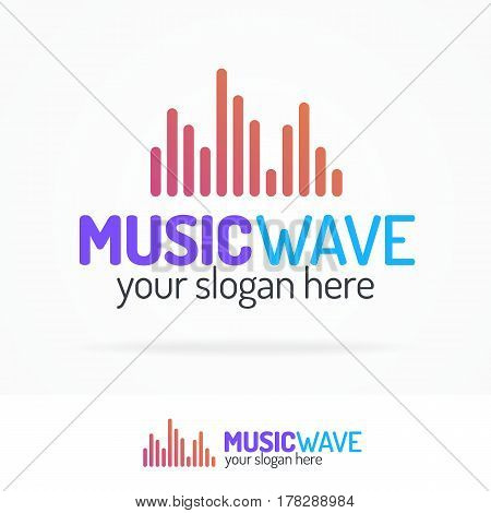 Music wave logo set modern color style isolated on white background for use music store, sound company, audio system shop, dj market etc. Vector Illustration