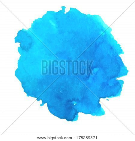 Isolated vector watercolor blue splash. Abstract cyan blot background. Sea tropical ocean lagoon element. Design element. Azure blob