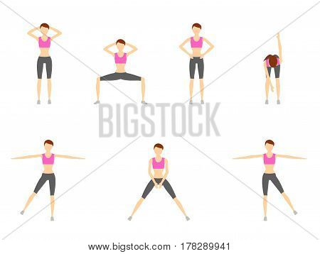 Girl Dioing Exercise on White Background Vector Illustration EPS10