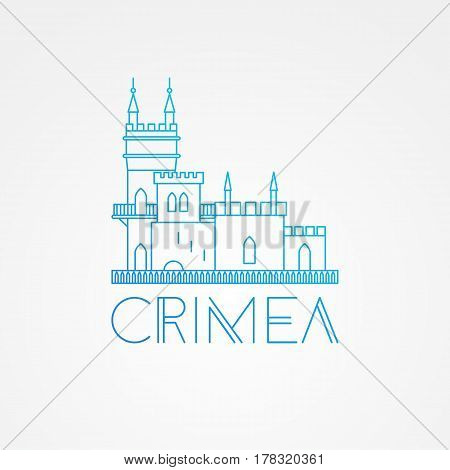 Vector linear symbol of Crimea.. The castle Swallow's Nest near Yalta, Ukraine - Russia.