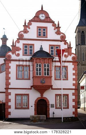 MAINZ, GERMANY - MARCH 22: The historic building of the municipal administration and the town hall of Gonsenheim on March 22, 2017 in Mainz.