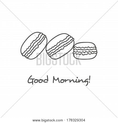 Macarons cake hand drawn cute black icon
