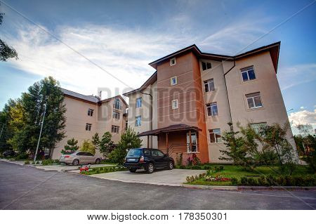 Country Town House, The Yard, There Are Cars In The Evening