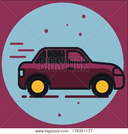 Attention sign icon with long shadow. Simple circle icon. Flat design style. Round icon. Modern flat icon in stylish colors. Web site page and mobile app design element.