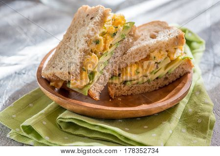Healthy breakfast - Toast with avocado and egg