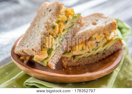 Healthy breakfast - Toast with avocado and egg