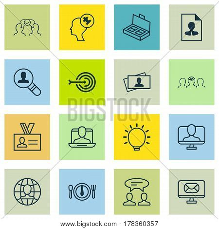 Set Of 16 Business Management Icons. Includes Cooperation, Arrow, Great Glimpse And Other Symbols. Beautiful Design Elements.