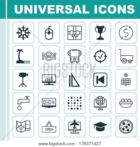 Set Of 25 Universal Editable Icons. Can Be Used For Web, Mobile And App Design. Includes Elements Such As Ovum, Spigot, Computer Network And More.