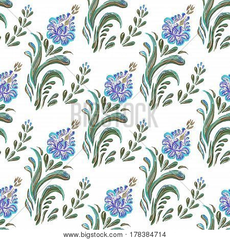 Seamless Blue  Floral  Pattern