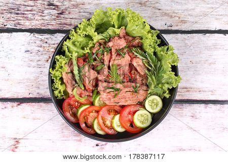 Spicy Fried Pork With Herb In Shrimp Paste Dip .