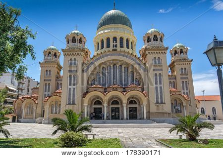 PATRAS, GREECE MAY 28, 2015: Saint Andrew Church, the largest church in Greece, Patras, Peloponnese, Western Greece