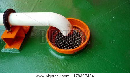 Drain port to closed drain sump tank on the oil & gas offshore wellhead platform.