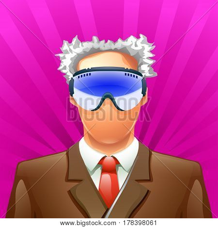 illustration of old man in ski mask on bright background