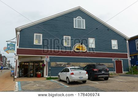LUNENBURG, NS, CANADA - MAY 22, 2016: Historic Building in town center of Lunenburg, Nova Scotia, Canada. The historic town was designated a UNESCO World Heritage Site since 1995.