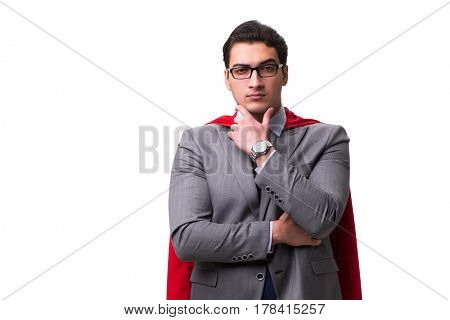 Super hero businessman isolated on white 