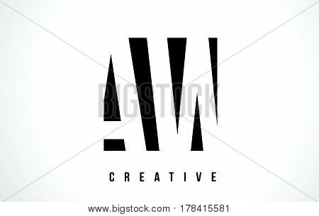 Aw A W White Letter Logo Design With Black Square.